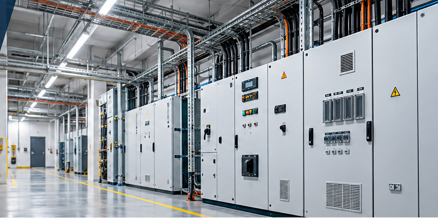 Endüstriyel elektrik panolarının bulunduğu tesis